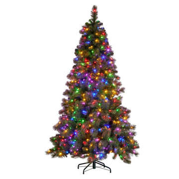 Christabelle Glittery Gold Pine Christmas Tree with LED Lights 7.5ft