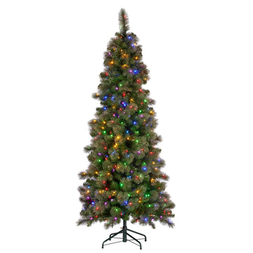 Christabelle Slim Glittery Gold Christmas Tree with LED Lights 7.5ft