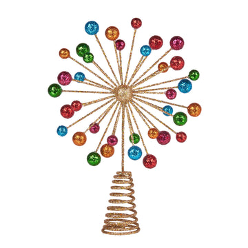Christabelle Glittery Bauble Christmas Tree Topper Gold Multi-Colour 29cm