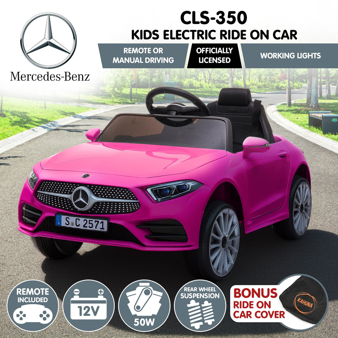Kahuna Mercedes Benz CLS 350 Ride On Car 12V Pink