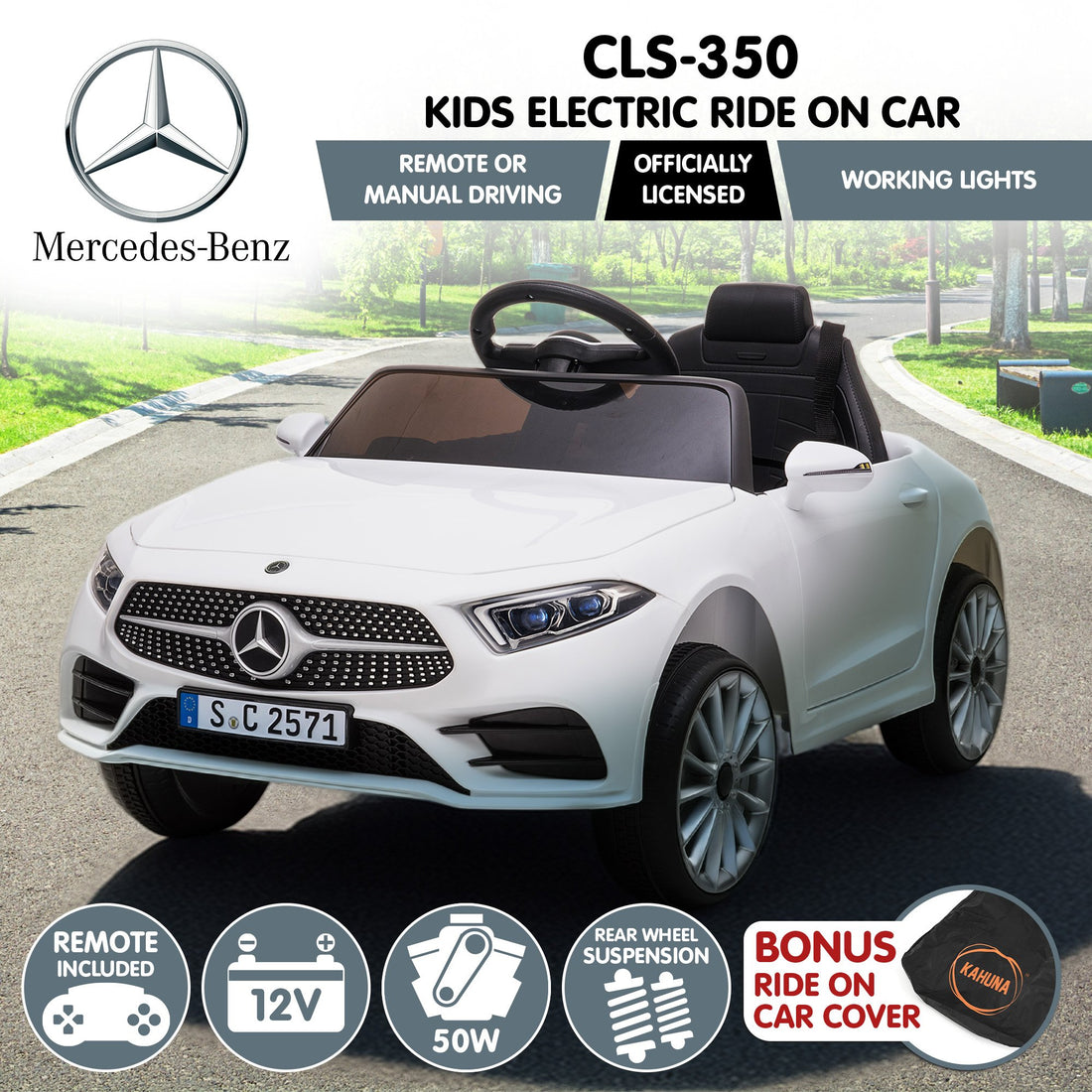 Kahuna Mercedes Benz CLS 350 Ride On Car 12V White