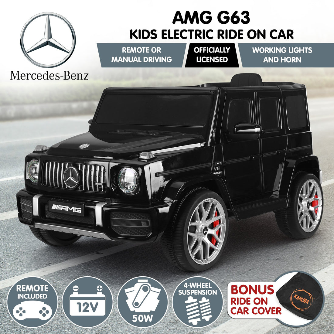 Kahuna Mercedes Benz AMG G63 Ride On Car 12V Black