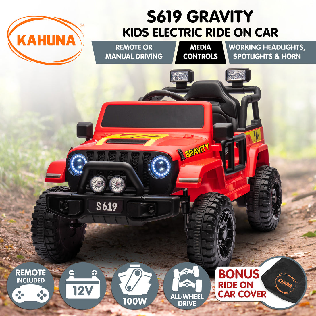Kahuna S619 Gravity Ride On Car Red 12V