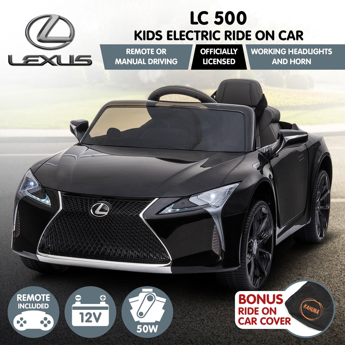 Kahuna Licensed Lexus LC 500 Kids Electric Ride On Car Black