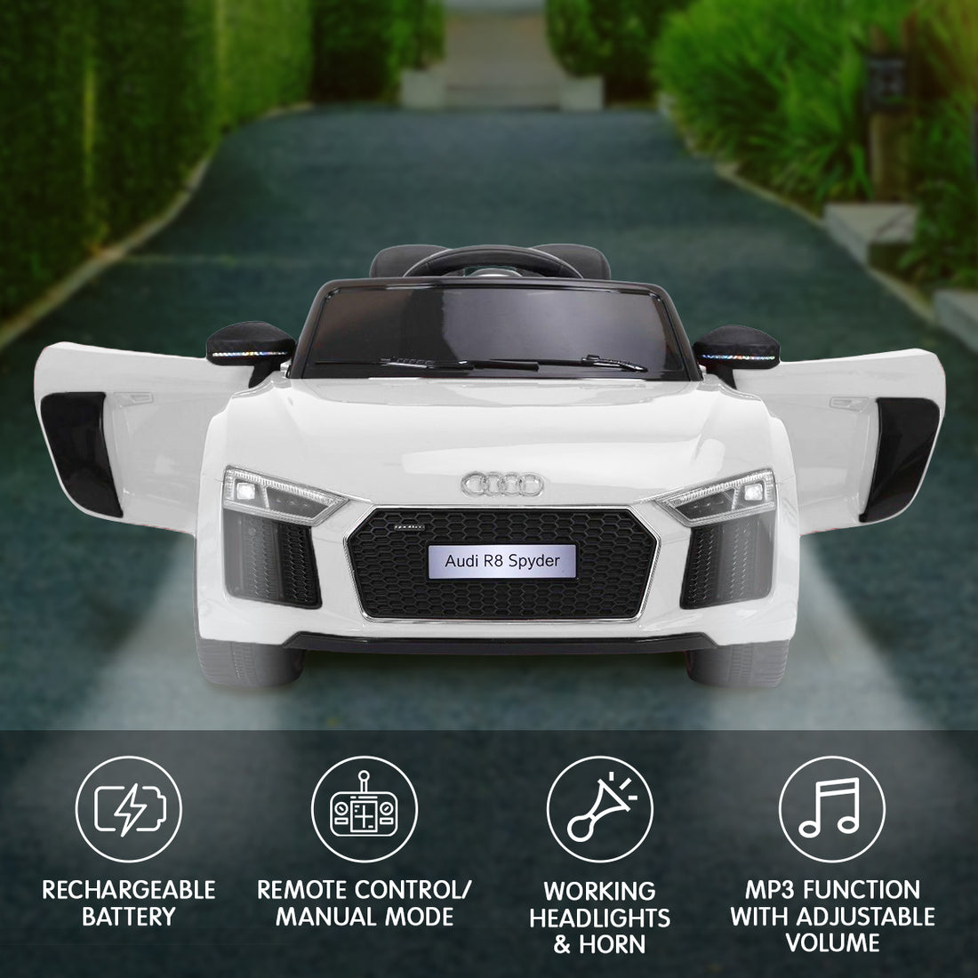 Kahuna Audi R8 Spyder Kids Electric Ride-On Car White