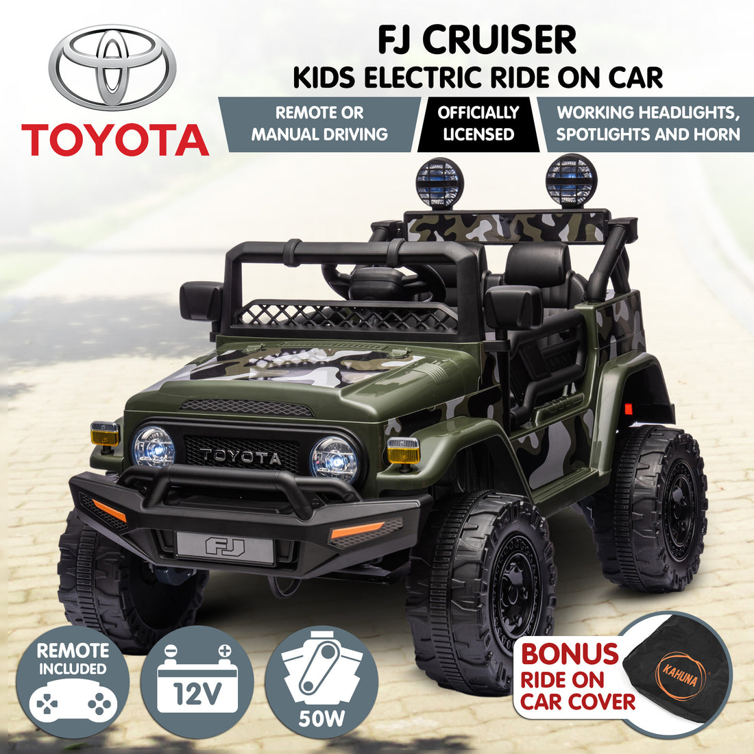 Toyota FJ Cruiser Kids Electric Ride On Car Green