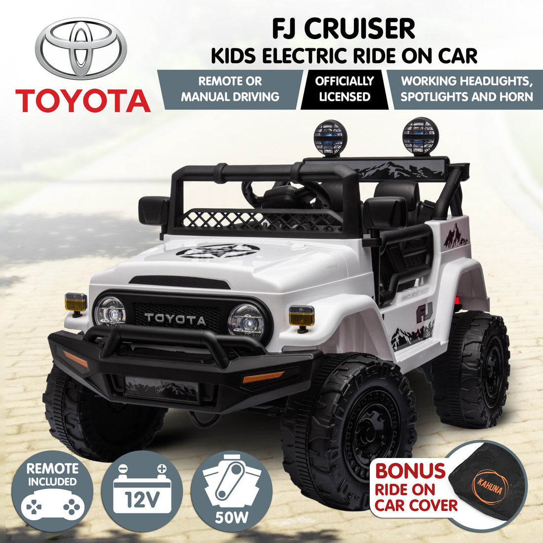 Toyota FJ Cruiser Kids Electric Ride On Car White