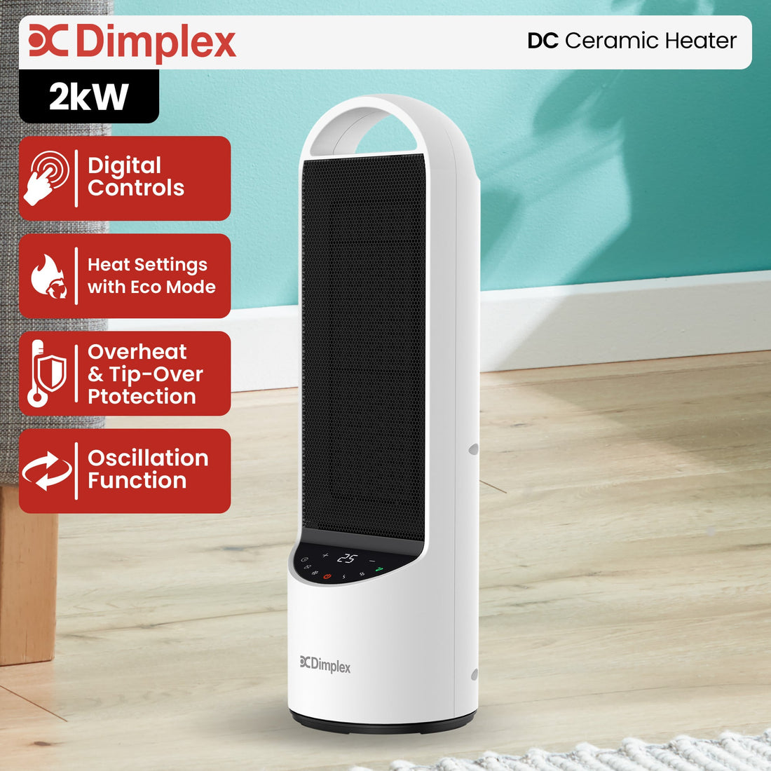 Dimplex Ceramic Heater 2000W Digital with Timer and Thermostat