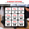 Man exercising with adjustable dumbbell displaying weight dial and adjustment mechanism during workout