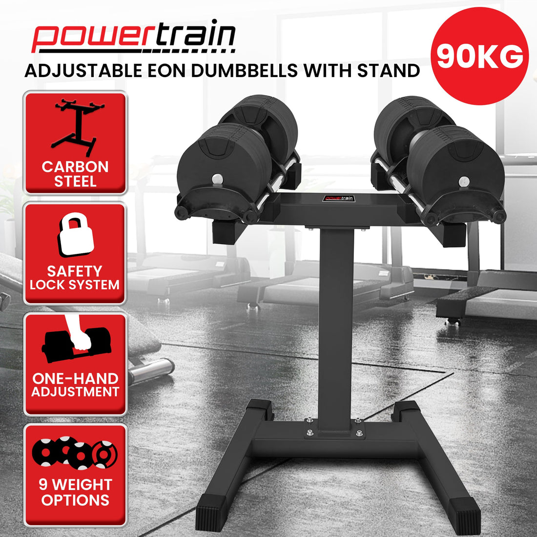 Adjustable Dumbbell Set 45kg Dial Fast Adjustment Home Gym