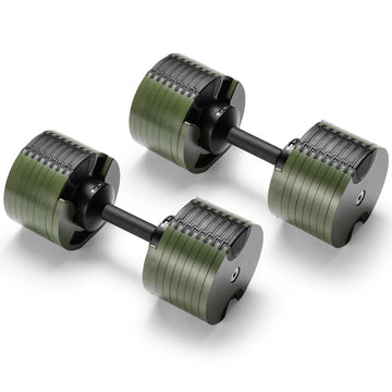 Adjustable Dumbbells Pair 90kg Dial Fast Adjustment Green