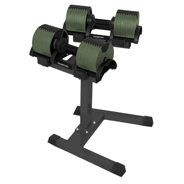 Adjustable Dumbbells Pair 90kg with Stand Dial Fast Adjustment