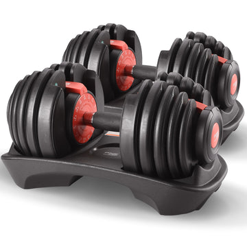 Powertrain Adjustable Dumbbell Set 48kg 15-in-1 Home Gym Weights Red