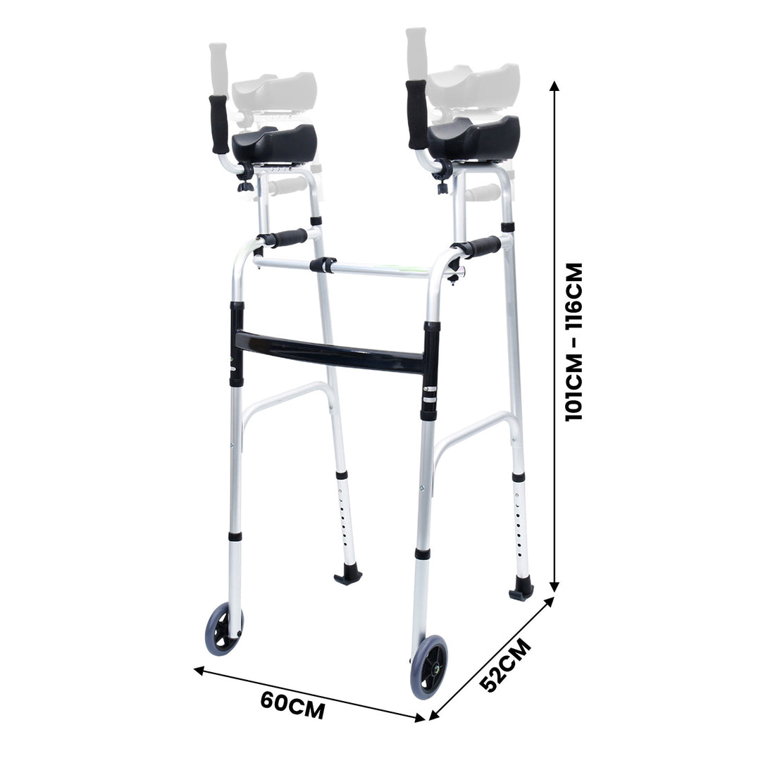 Orthonica Forearm Rollator Walker Adjustable Height Foldable 160kg