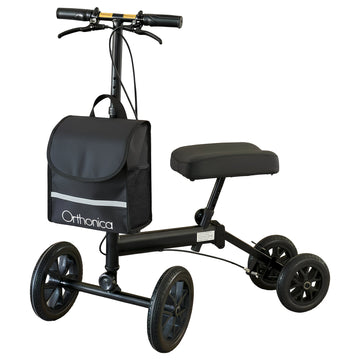 Orthonica Knee Walker Height Adjustable Dual Brakes Black