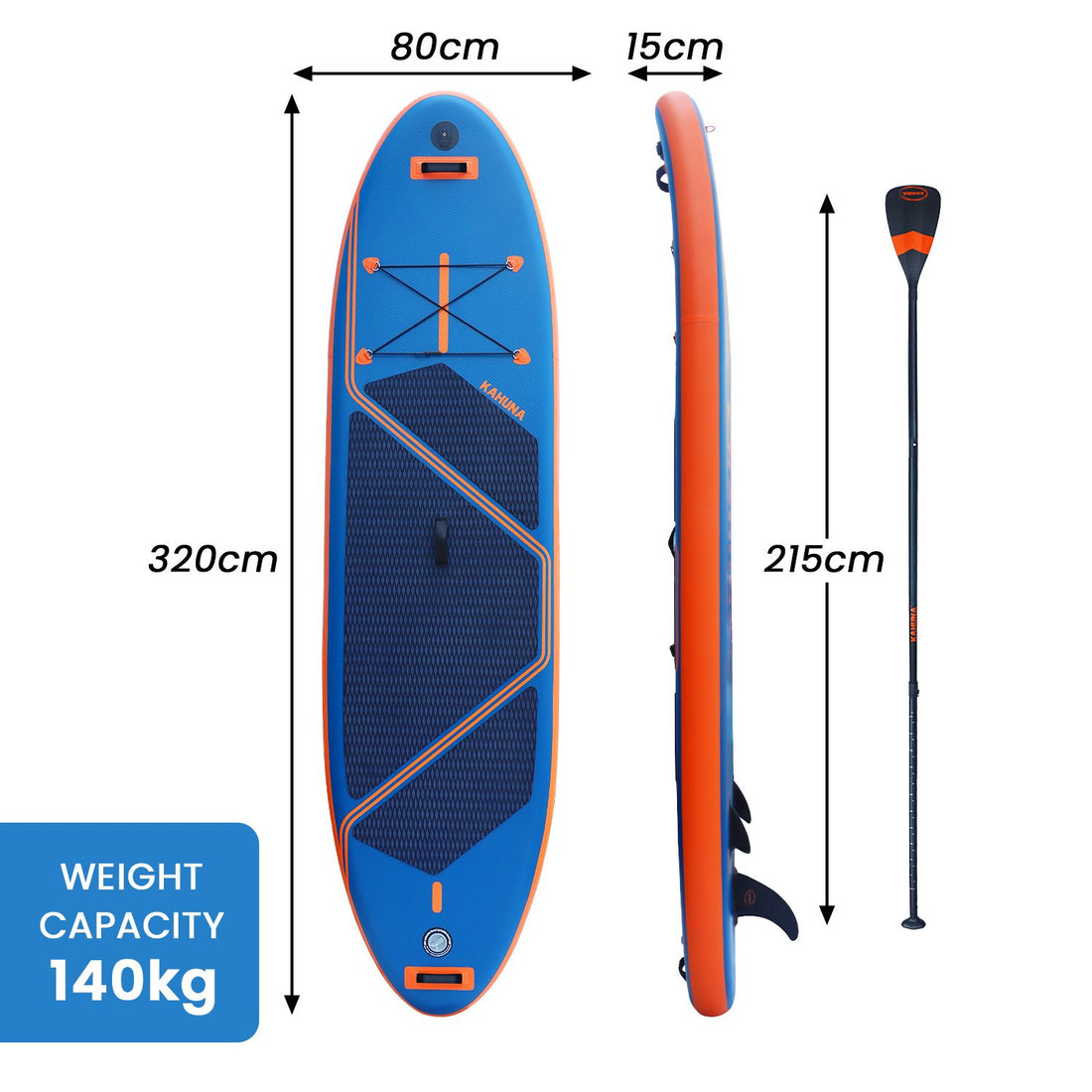 Kahuna Kai 10.6ft Inflatable SUP Paddle Board 320cm 140kg All Around