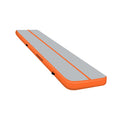 Inflatable air track mat 3m long orange with carry handles in white background product photo