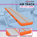 Close-up of air track mat surface showing centre guideline and anti-slip EVA texture detail