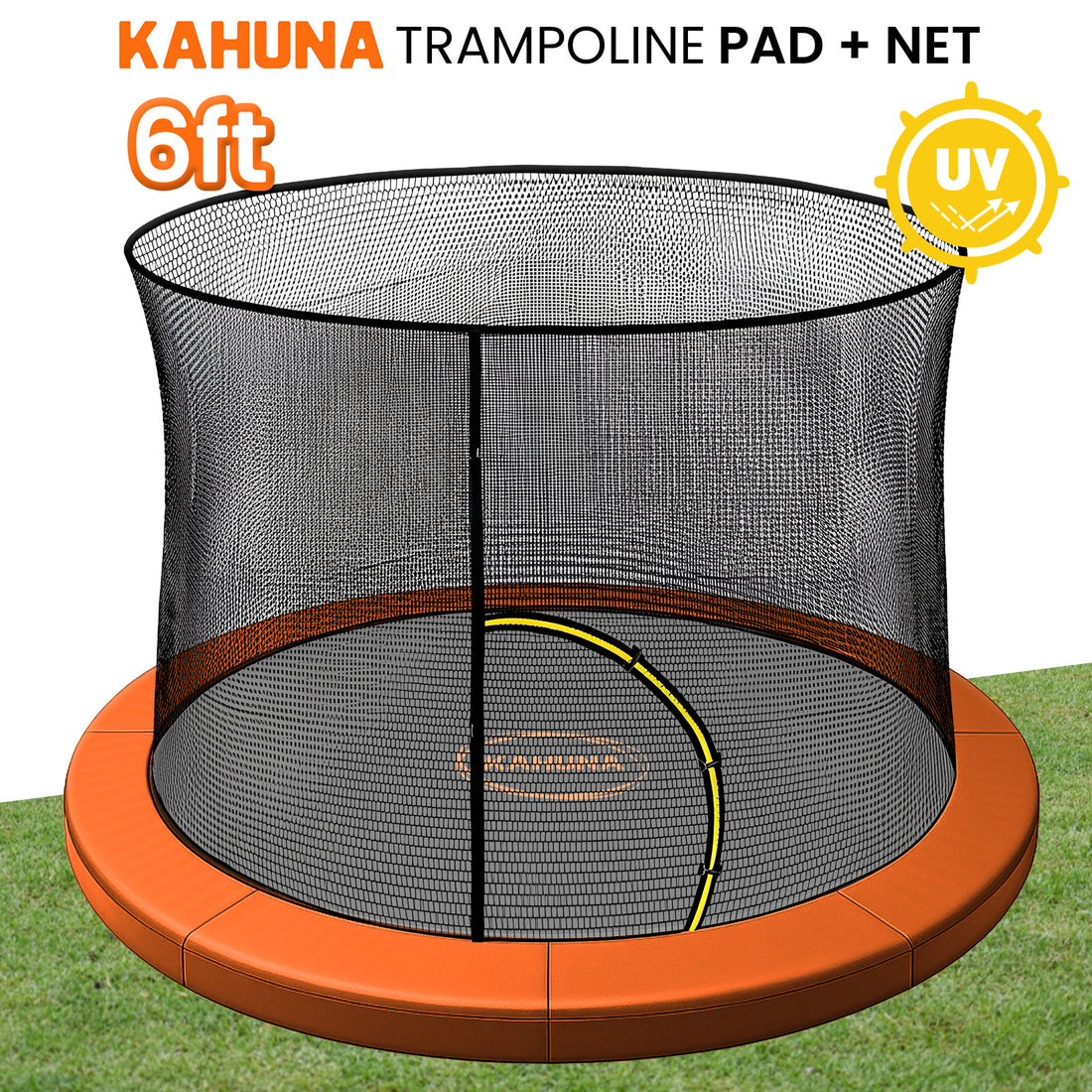 Kahuna 6ft Replacement Trampoline Safety Pad and Net Set Orange