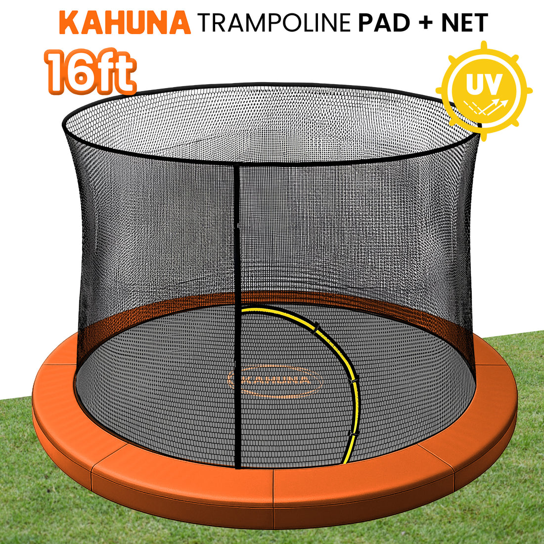 Kahuna Trampoline Replacement Safety Pad Net Set 16ft Orange