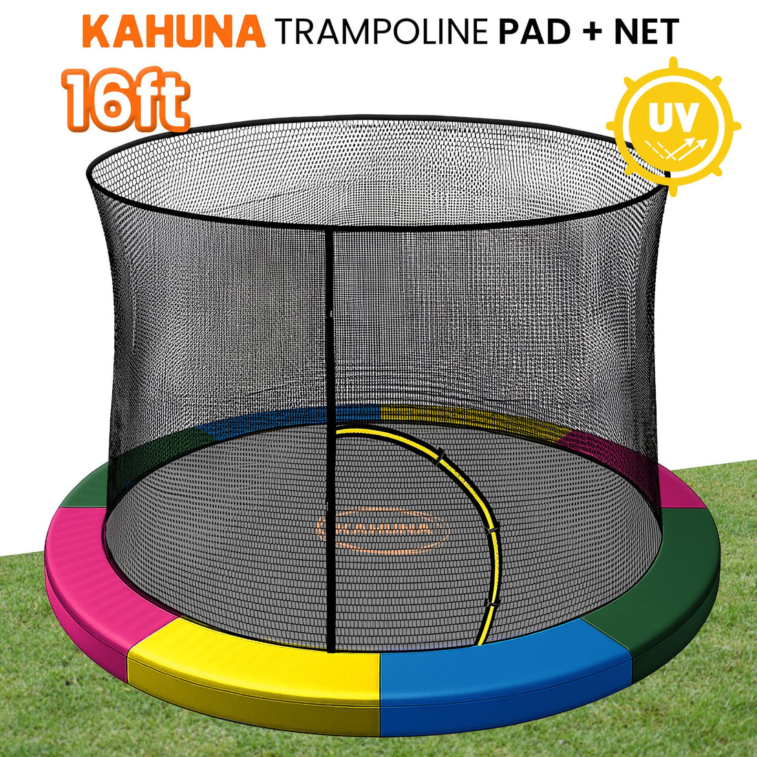 Kahuna Trampoline Replacement Safety Pad Net Set 16ft Rainbow