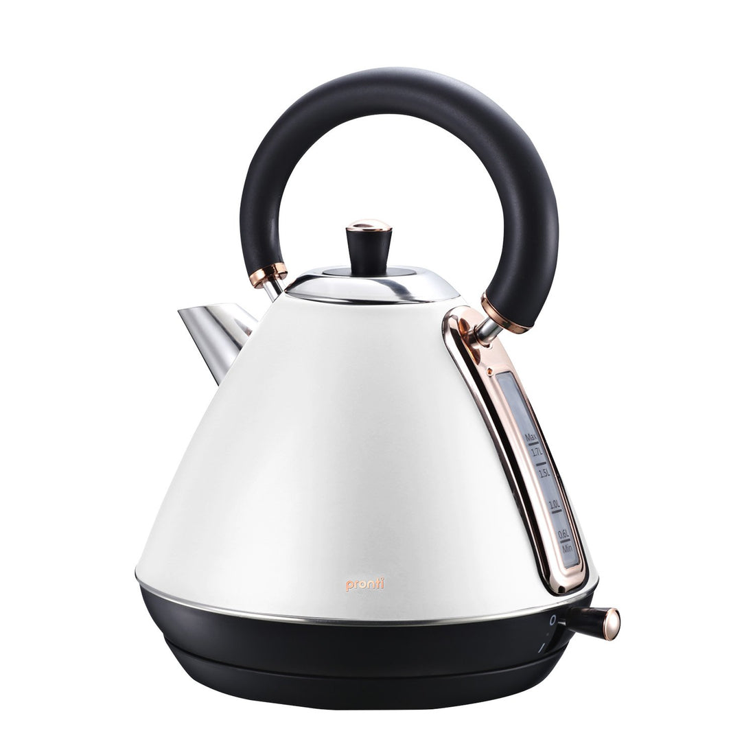 Pronti Toaster and Kettle Bundle Rose Gold Trim White