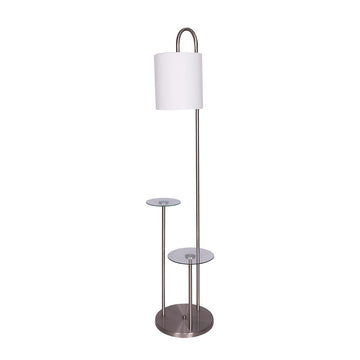 Sarantino Etagere Floor Lamp Brushed Steel with Glass Shelves