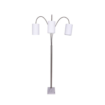 Sarantino 3-Light Arc Floor Lamp Nickel & Marble