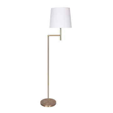 Sarantino Antique Brass Floor Lamp with Cream Linen Shade