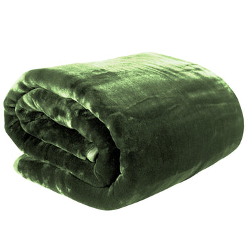 Laura Hill Faux Mink Blanket Double-Sided Soft Queen 600gsm Green