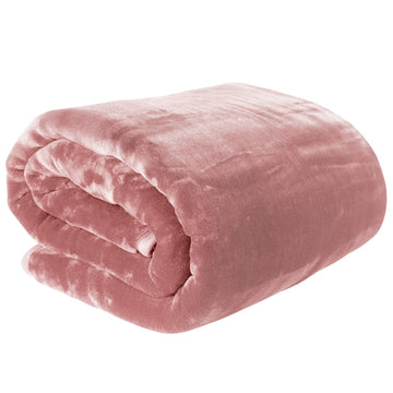 Laura Hill Faux Mink Blanket Double-Sided Soft Queen 600gsm Pink