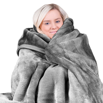 Laura Hill Faux Mink Blanket 600GSM Purple Queen Size