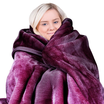 Laura Hill Faux Mink Throw Rug 800gsm Heavy Purple