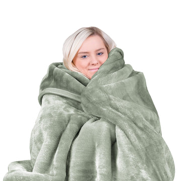 Laura Hill Mink Blanket 800GSM Double-Sided Plush Sage Queen