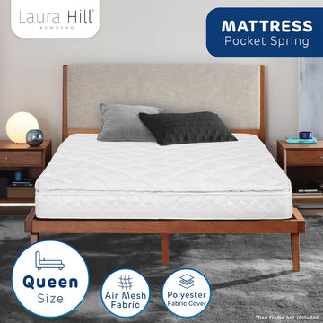 Laura Hill Pillow Top Pocket Spring Mattress 22cm Queen