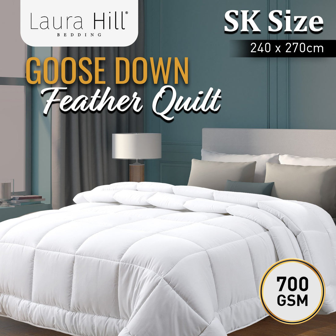 Laura Hill Goose Down Feather Quilt 700GSM Super King