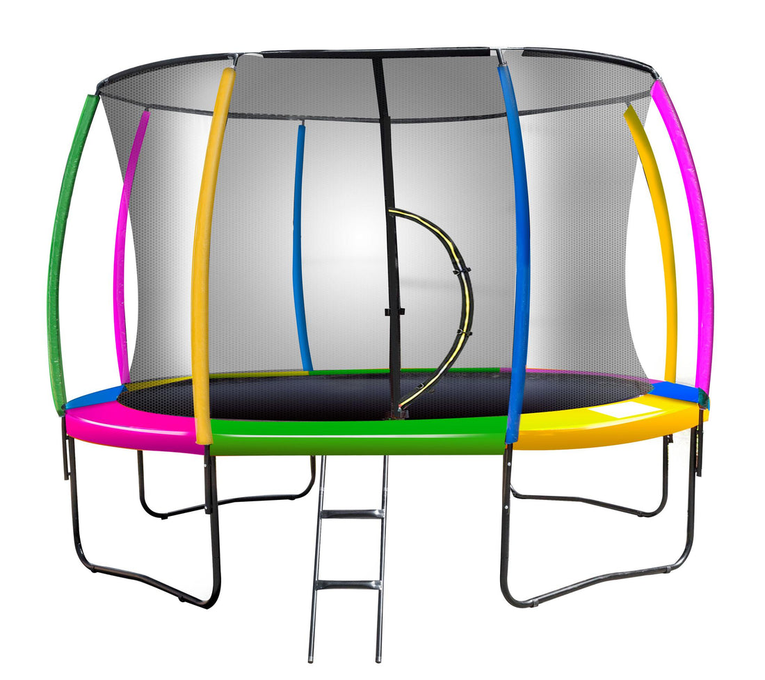 Kahuna 14FT Round Trampoline with Safety Net and Rainbow Pad