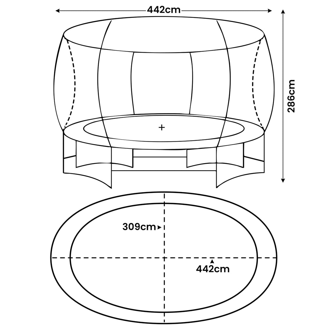 Kahuna 10x15ft Oval Trampoline with Basketball Set Rainbow Orange