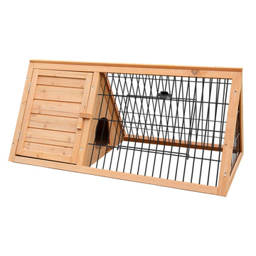 Furtastic Triangle Wooden Rabbit Hutch with Nesting Box Space-Saving Design 50x98x44cm