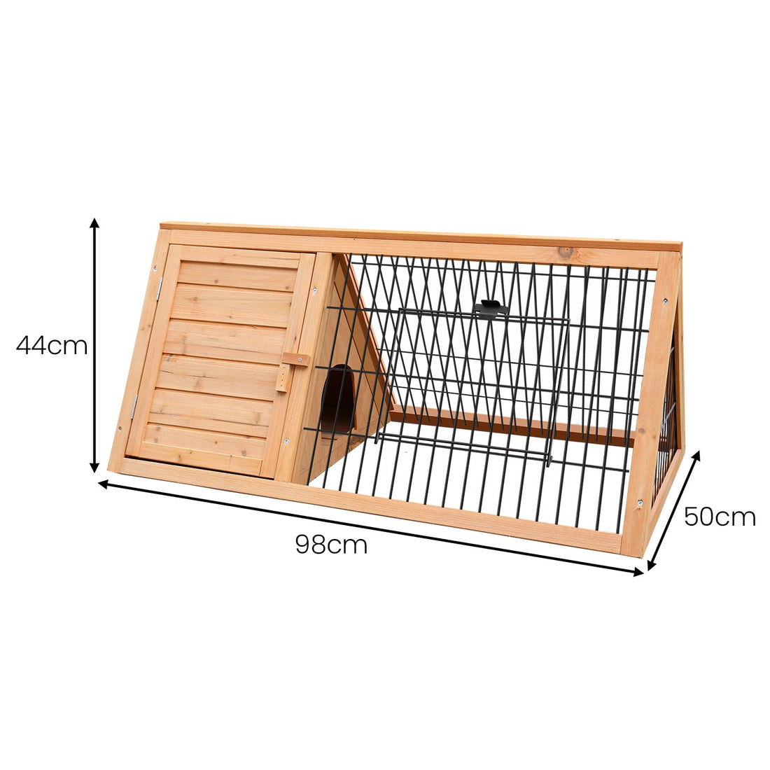Furtastic Triangle Wooden Rabbit Hutch with Nesting Box Space-Saving Design 50x98x44cm
