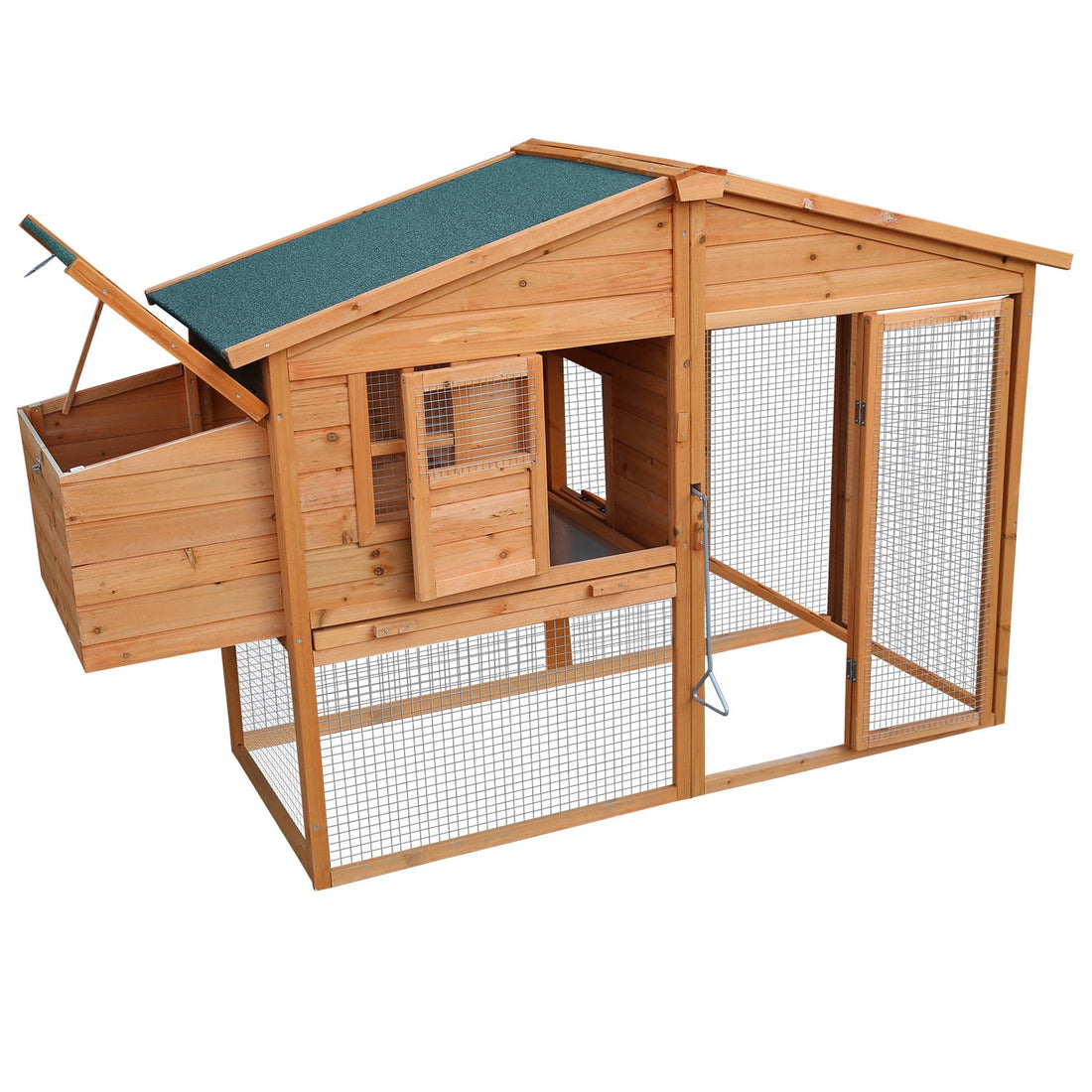 Furtastic Large 2-Storey Chicken Coop Rabbit Hutch FIR Wood Asphalt Roof Nesting Box