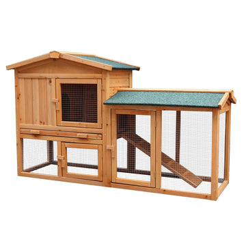 Furtastic Large Chicken Coop Hutch with Ramp FIR Wood 147cm