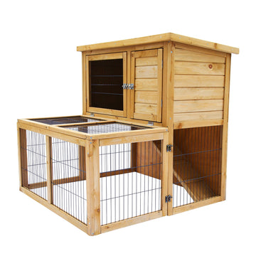 Furtastic 2-Storey Chicken Coop Hutch Large Run FIR Wood 100cm