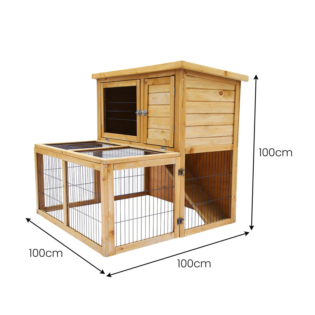 Furtastic 2-Storey Chicken Coop Hutch Large Run FIR Wood 100cm