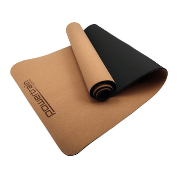 Powertrain Cork Yoga Mat with Carry Straps 6mm Thick