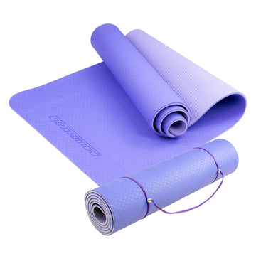 Powertrain Non-Slip Yoga Mat with Carry Strap 8mm Purple TPE
