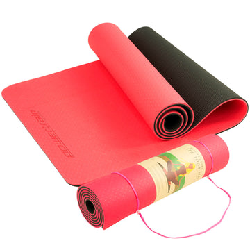 Powertrain Non-Slip Yoga Mat with Carry Strap 8mm Red TPE