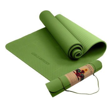 Powertrain Eco-Friendly Non-Slip Yoga Mat 6mm Olive with Carry Strap