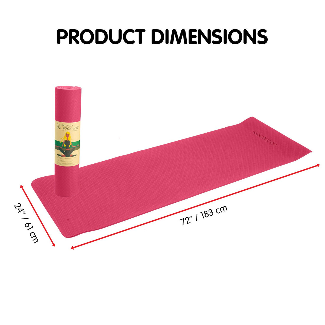 Powertrain Eco-Friendly Non-Slip Yoga Mat 6mm Rose Pink