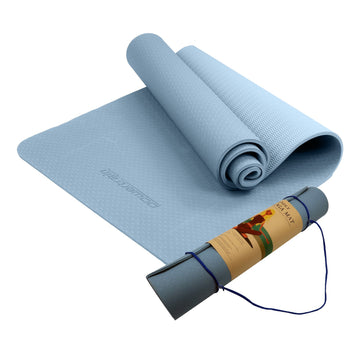 Powertrain Eco-Friendly Non-Slip Yoga Mat 6mm Sky Blue with Carry Strap